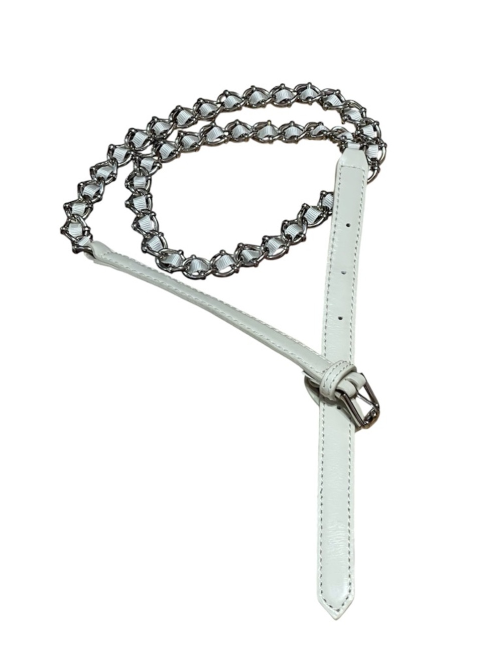 Vintage Ann Taylor Womens Leather Chain Belt Size Small Unique Retro Fashion
